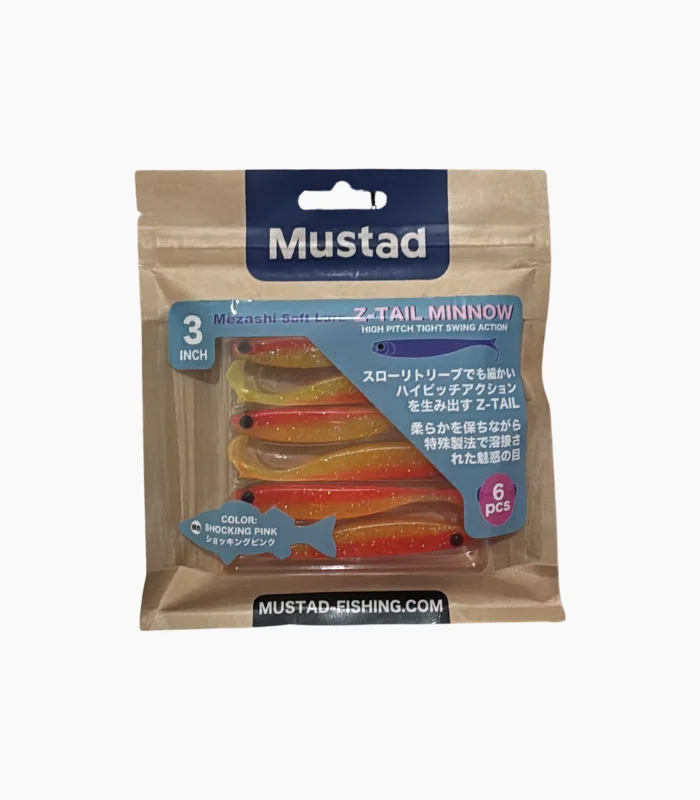mustad-silikon-yem Mustad Mezashi Z-Tail Minnow 9 cm (3 inch) Silikon Yem - Shocking Pink - Görsel 1